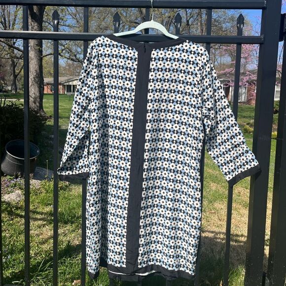 J Crew Geometric Diamond Tile Silk Shift Dress NWT - Picture 13 of 14